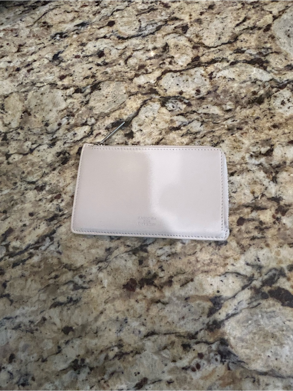 BALENCIAGA Card Case Holder Off White Leather/Silvertone